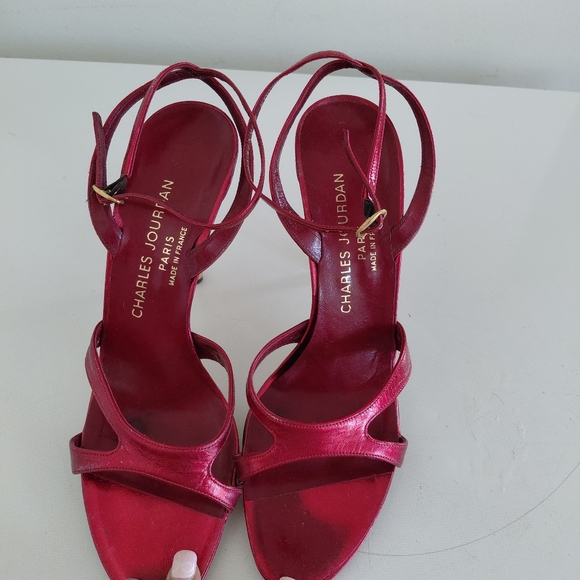 Charles Jourdan Red Strappy Heels - Picture 6 of 6